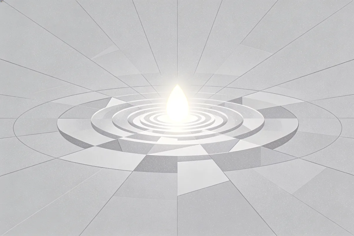 A glowing seed of light expanding outward into concentric ripples and emerging geometric shapes, representing the generative AI market explosion from $37.87B in 2024 to a forecast $441.6B by 2031 — the highest-growth AI segment