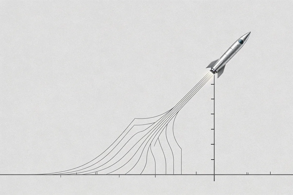 AI market trajectory: a golden upward staircase rising from a small base into a trillion-dollar peak, representing the 17.7× expansion from $94.81B in 2020 to $1.675T forecast by 2031